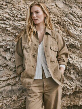 Buck Mason Baja Cotton Twill Khaki Field Shirt Jacket Size L